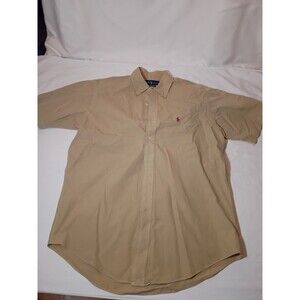 Ralph Lauren Shirt Mens XL Yellow Cassic Fit Button Down Short Sleeve  Preppy